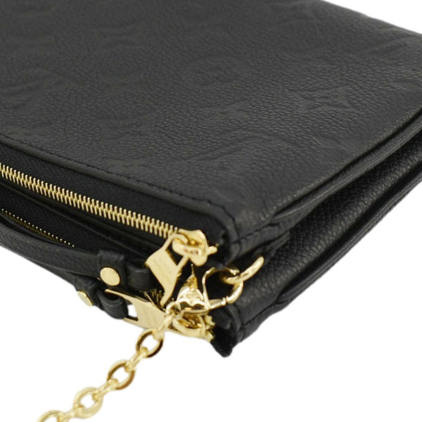 LOUIS VUITTON Double Zip Pochette Monogram Empreinte Crossbody Bag Black
