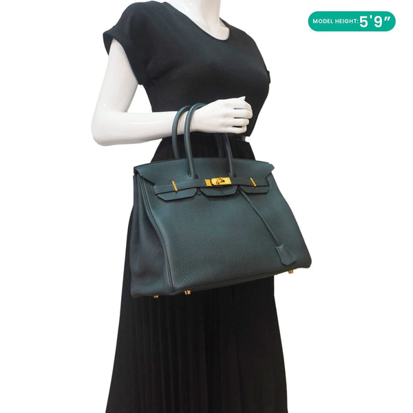 HERMES Birkin 35 Togo Leather Tote Bag Vert Cypress