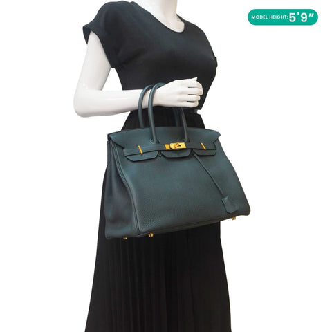 HERMES Birkin 35 Togo Leather Tote Bag Vert Cypress