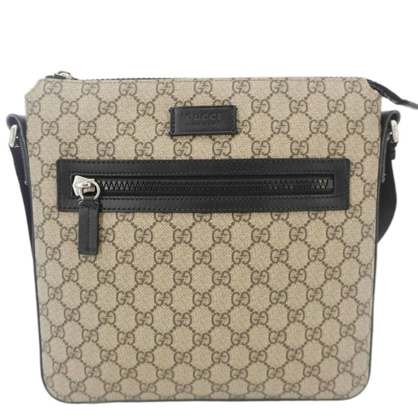 GUCCI Front Zip Medium GG Canvas Messenger Bag Beige 406974