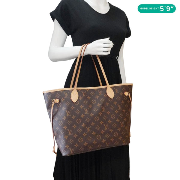 LOUIS VUITTON Neverfull MM Monogram Canvas Shoulder Bag Brown