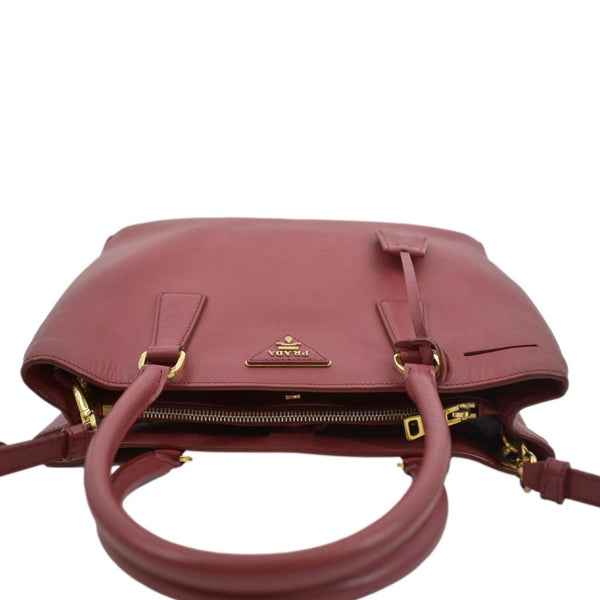 PRADA Lux Saffiano Leather Top Handle Satchel Bag Red