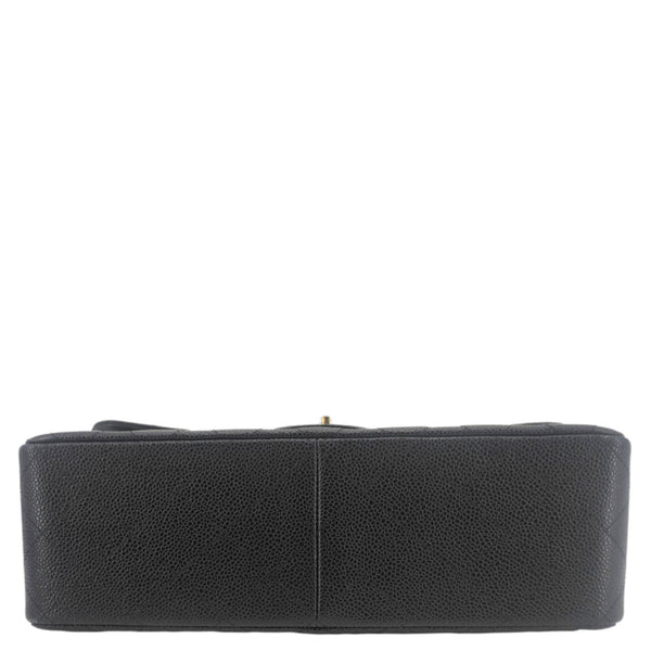 CHANEL Classic Double Flap Jumbo Quilted Caviar Leather Crossbody Bag Black