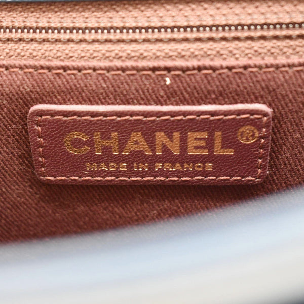 CHANEL Front Chain Flap Quilted Leather Shoulder Bag Blue