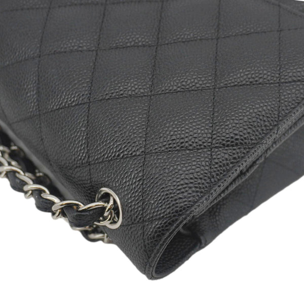 CHANEL Classic Double Flap Jumbo Quilted Caviar Leather Crossbody Bag Black
