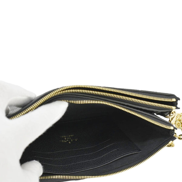 LOUIS VUITTON Double Zip Pochette Monogram Empreinte Crossbody Bag Black