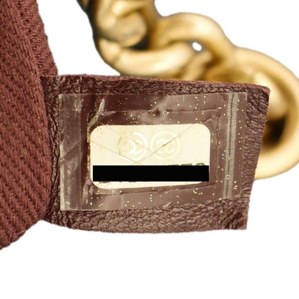 CHANEL Front Chain Flap Quilted Leather Shoulder Bag Blue