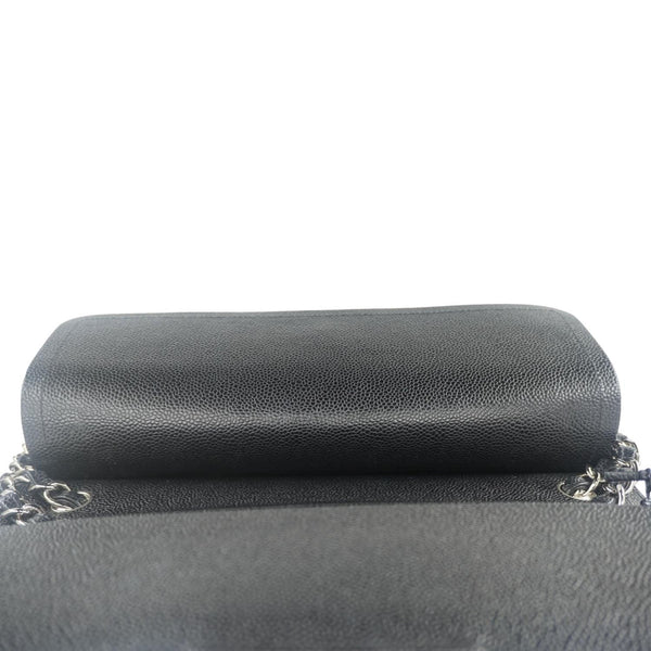 CHANEL Classic Double Flap Jumbo Quilted Caviar Leather Crossbody Bag Black