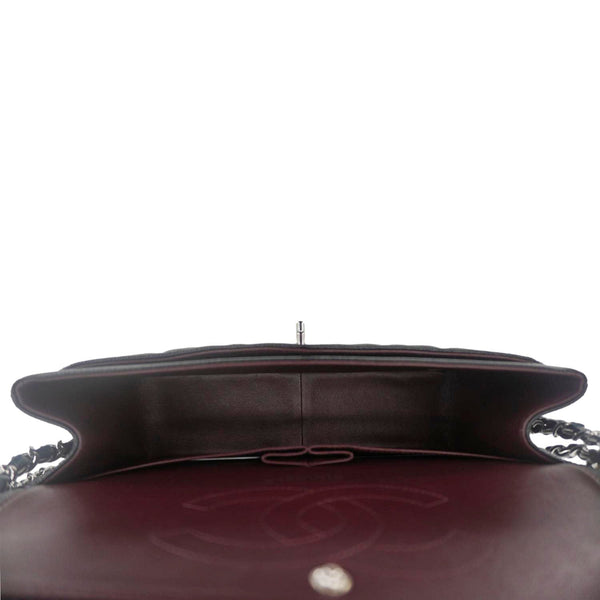 CHANEL Classic Double Flap Jumbo Quilted Caviar Leather Crossbody Bag Black