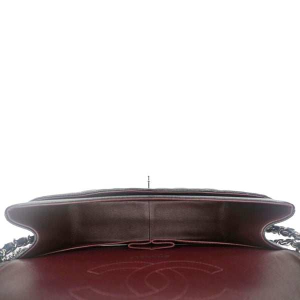 CHANEL Classic Double Flap Jumbo Quilted Caviar Leather Crossbody Bag Black