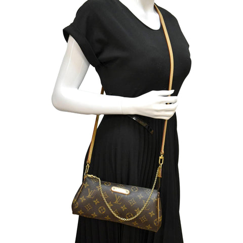 LOUIS VUITTON Pochette Eva Monogram Canvas Crossbody Bag Brown