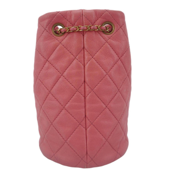 CHANEL Pearl Crush Quilted Leather Drawstring Bucket Bag Pink
