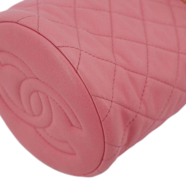 CHANEL Pearl Crush Quilted Leather Drawstring Bucket Bag Pink