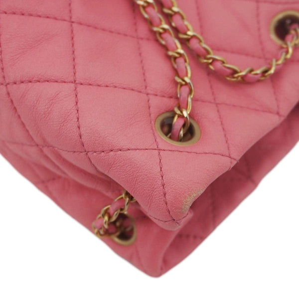 CHANEL Pearl Crush Quilted Leather Drawstring Bucket Bag Pink