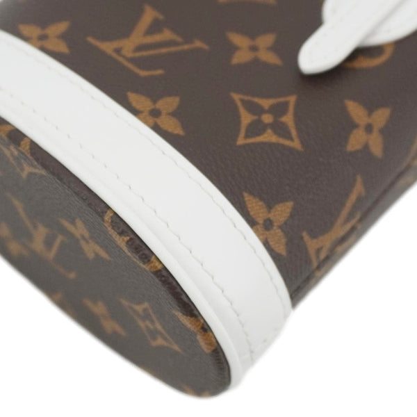 LOUIS VUITTON Nano Bucket Monogram Canvas Crossbody Bag White