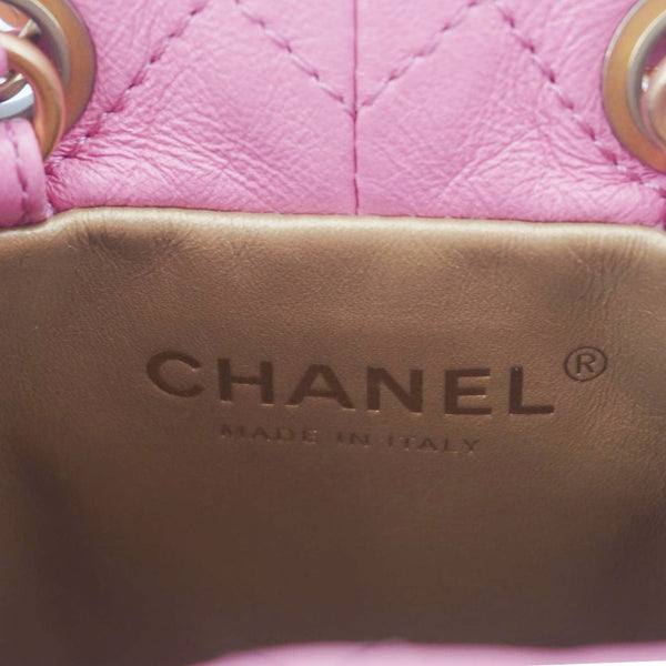 CHANEL Pearl Crush Quilted Leather Drawstring Bucket Bag Pink