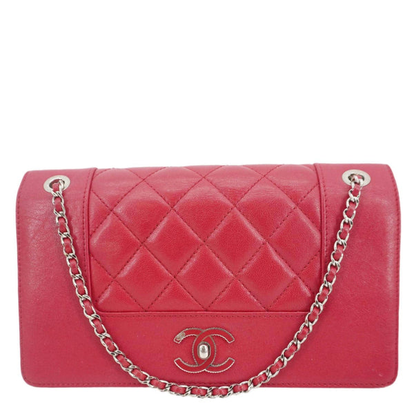 CHANEL Mademoiselle Vintage Flap Sheepskin Leather Crossbody Bag Pink