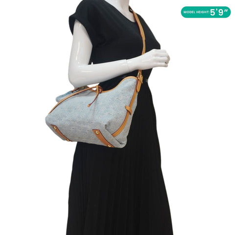 LOUIS VUITTON Carryall PM Denim Shoulder Bag Sky Blue