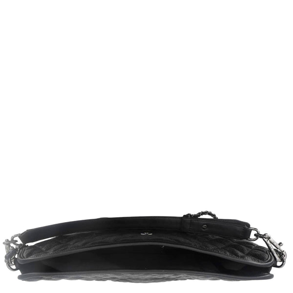 CHANEL French Riviera Quilted Caviar Leather Hobo Bag Black