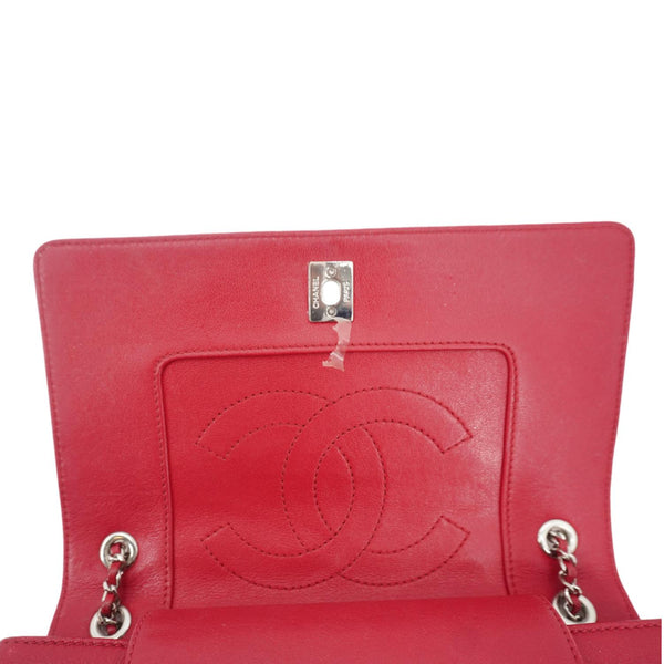 CHANEL Mademoiselle Vintage Flap Sheepskin Leather Crossbody Bag Pink