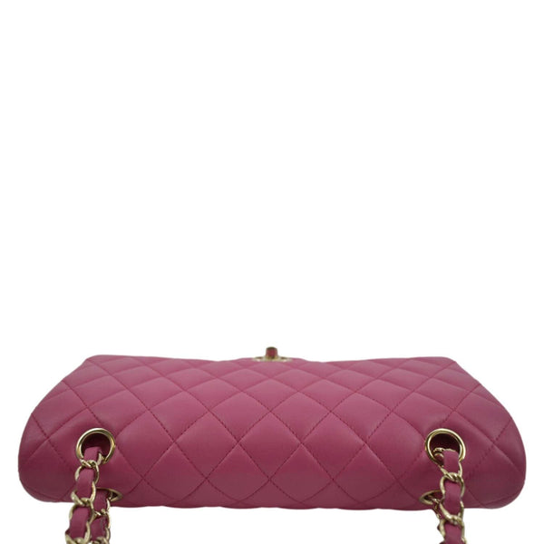 CHANEL Classic Medium Double Flap Quilted Lambskin Leather Shoulder Bag Pink