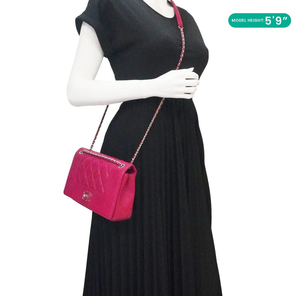 CHANEL Mademoiselle Vintage Flap Sheepskin Leather Crossbody Bag Pink