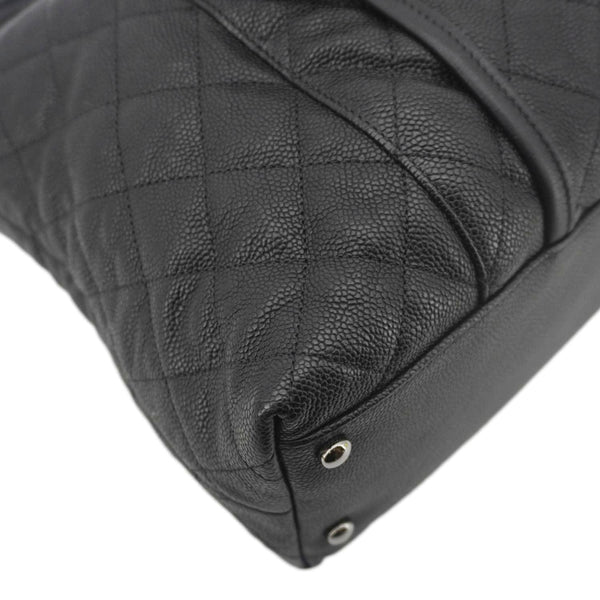 CHANEL French Riviera Quilted Caviar Leather Hobo Bag Black