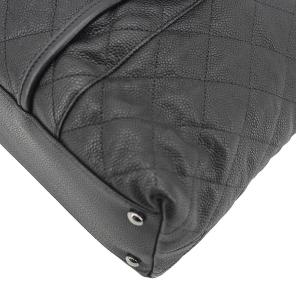 CHANEL French Riviera Quilted Caviar Leather Hobo Bag Black