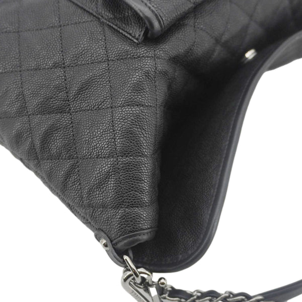 CHANEL French Riviera Quilted Caviar Leather Hobo Bag Black