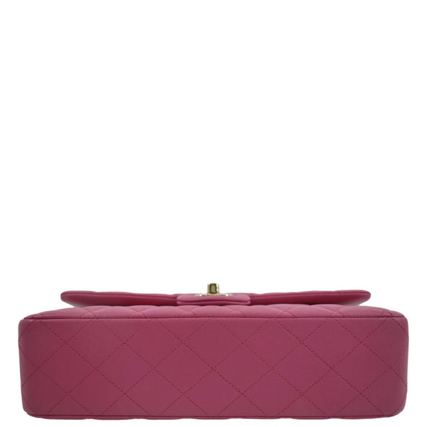 CHANEL Classic Medium Double Flap Quilted Lambskin Leather Shoulder Bag Pink