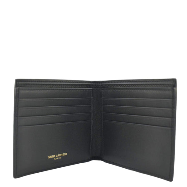 YVES SAINT LAURENT Crocodile Print Leather Billfold Wallet Black