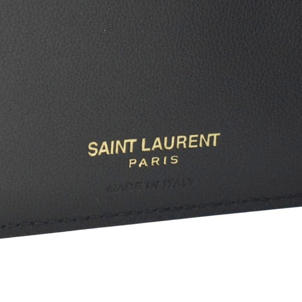 YVES SAINT LAURENT Crocodile Print Leather Billfold Wallet Black