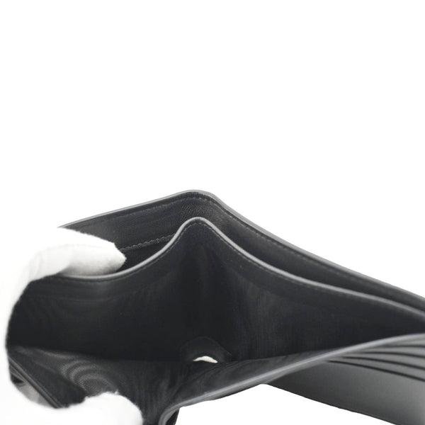 YVES SAINT LAURENT Crocodile Print Leather Billfold Wallet Black