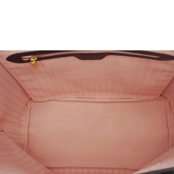LOUIS VUITTON Neverfull MM Damier Ebene Shoulder Bag Rose Ballerine