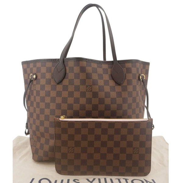 LOUIS VUITTON Neverfull MM Damier Ebene Shoulder Bag Rose Ballerine