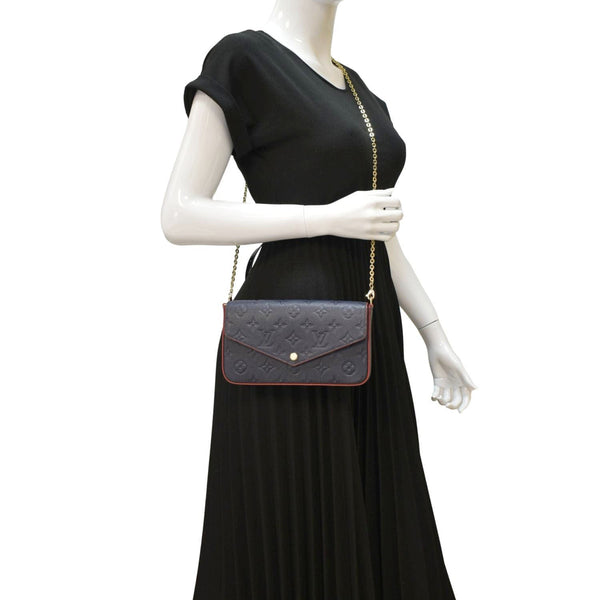 LOUIS VUITTON Felicie Monogram Empreinte Pochette Crossbody Bag Marine Rouge