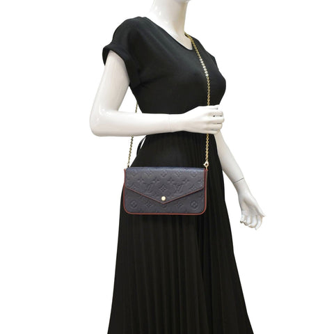 LOUIS VUITTON Felicie Monogram Empreinte Pochette Crossbody Bag Marine Rouge