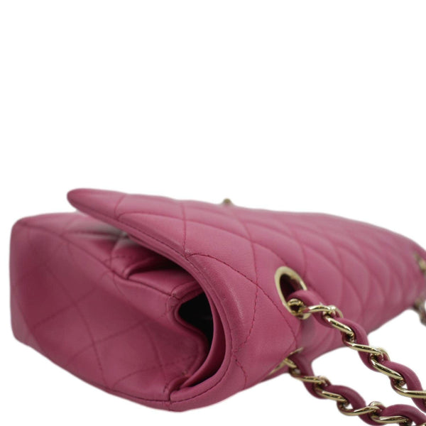 CHANEL Classic Medium Double Flap Quilted Lambskin Leather Shoulder Bag Pink