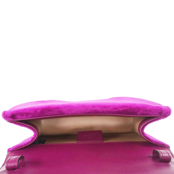 GUCCI Broadway Crystal Bee Mini Velvet Shoulder Bag Raspberry Rose 489218