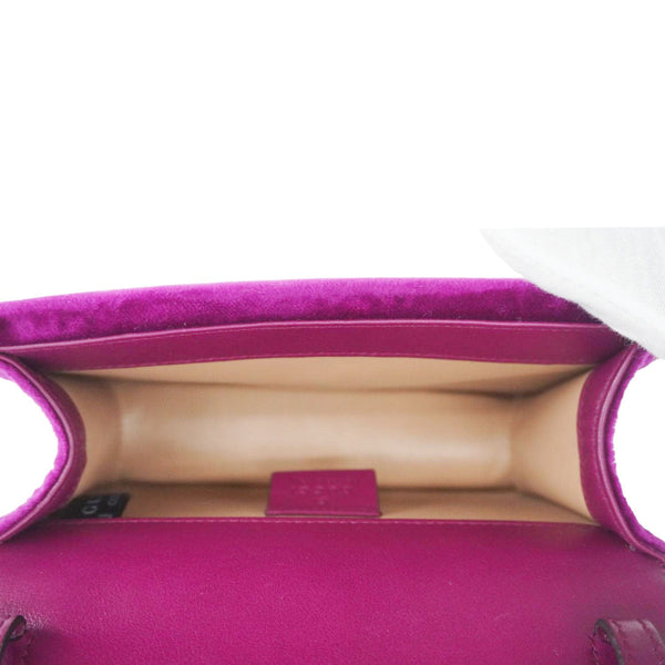 GUCCI Broadway Crystal Bee Mini Velvet Shoulder Bag Raspberry Rose 489218