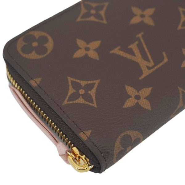 LOUIS VUITTON Clemence Monogram Canvas Zippy Wallet Rose Ballerine