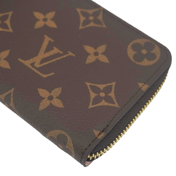 LOUIS VUITTON Clemence Monogram Canvas Zippy Wallet Rose Ballerine