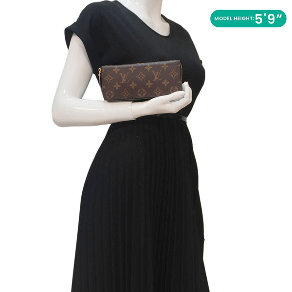 LOUIS VUITTON Clemence Monogram Canvas Zippy Wallet Rose Ballerine