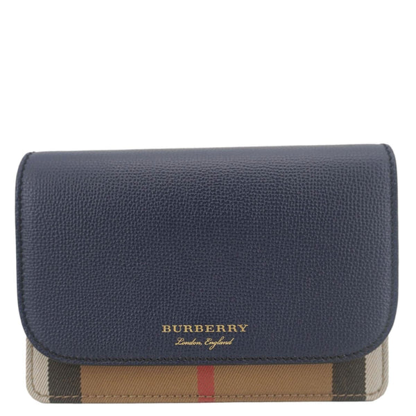 BURBERRY Hampshire Small House Check Crossbody Bag Navy Blue