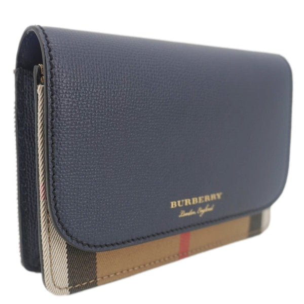 BURBERRY Hampshire Small House Check Crossbody Bag Navy Blue
