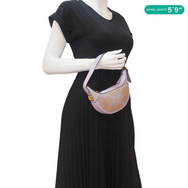GUCCI Ophidia Half Moon Mini GG Canvas Hobo Bag Light Purple 658551