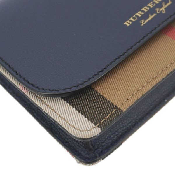 BURBERRY Hampshire Small House Check Crossbody Bag Navy Blue