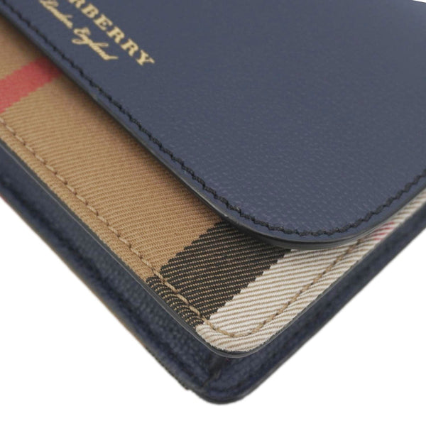 BURBERRY Hampshire Small House Check Crossbody Bag Navy Blue