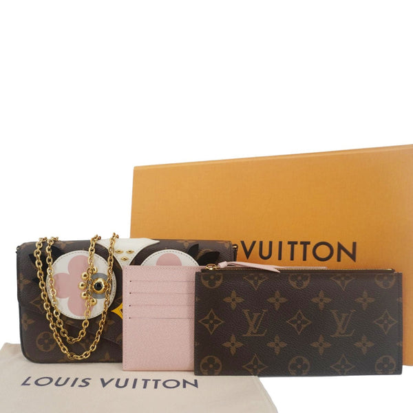 LOUIS VUITTON Pochette Felicie Owl Monogram Chain Crossbody Bag Rose Ballerine