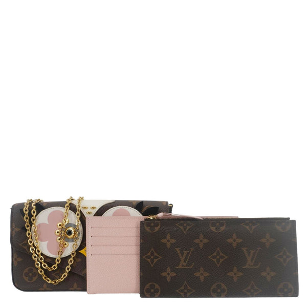 LOUIS VUITTON Pochette Felicie Owl Monogram Chain Crossbody Bag Rose Ballerine